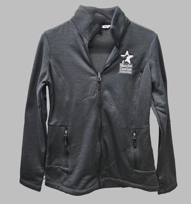 Black Heather Women's jacket with the Warrior Canine Connection logo