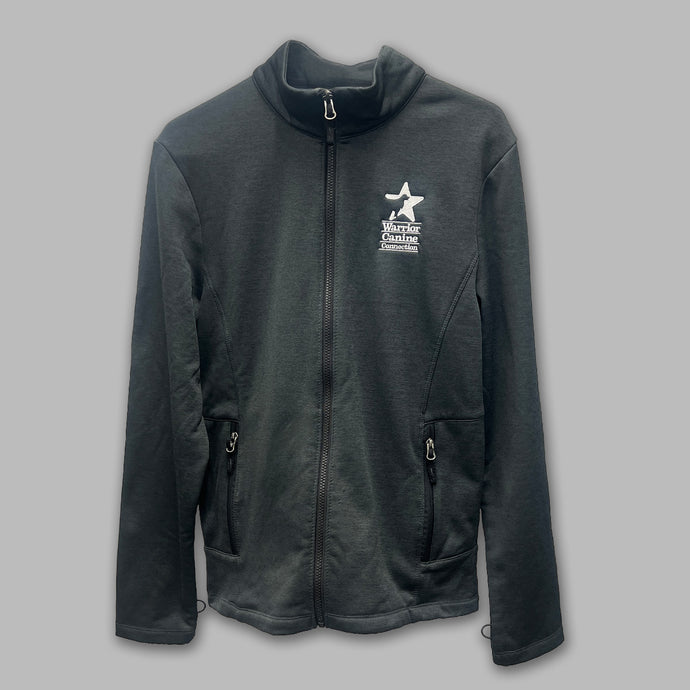 Black Heather jacket with the Warrior Canine Connection logo